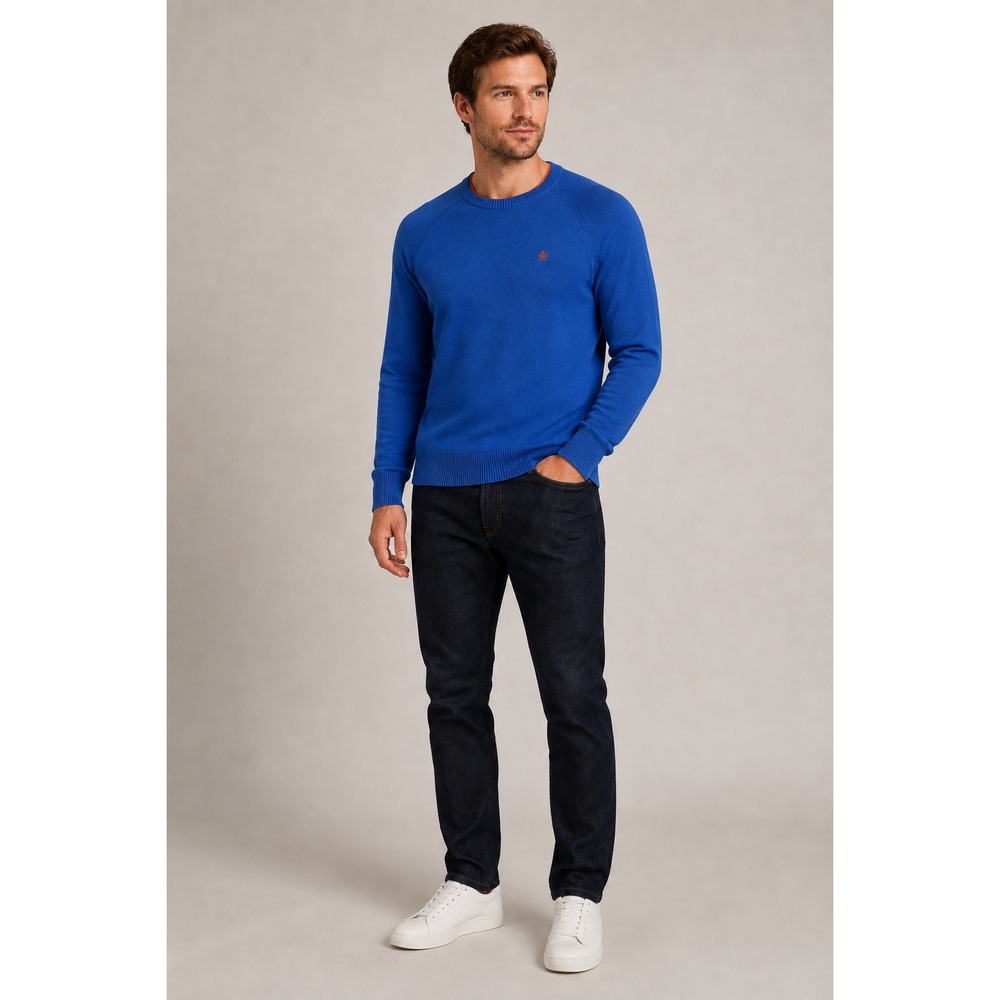 Original Penguin Men's L Blue Pima Cotton Crewneck Sweater Orange Logo